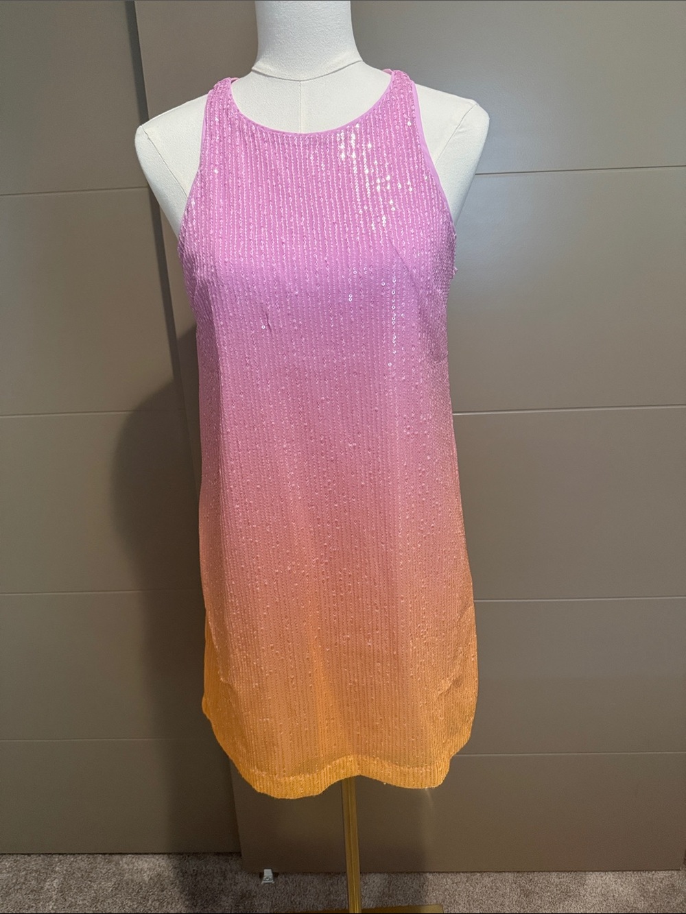 Pink to Orange Ombre Sequin Shift Dress